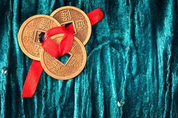 Background with Chinese lucky coins