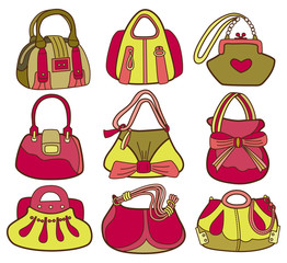 collection of fashionable women's bags (vector illustration)