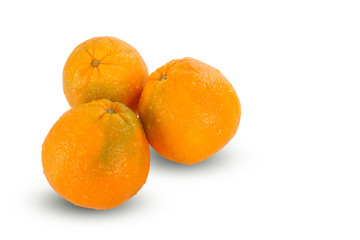 Fresh juicy ripe sliced oranges on white background