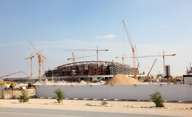 Fotobehang Construction of a stadium in the desert of Qatar, Middle East © philipus