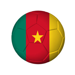 Soccer football ball with Cameroon flag. Isolated on white.