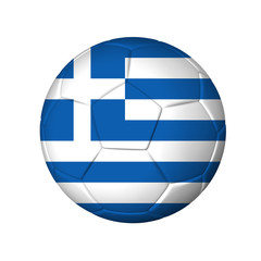 Soccer football ball with Greece flag. Isolated on white.
