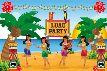 Hawaiian Luau party - obrazy, fototapety, plakaty