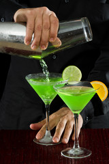 pouring a martini