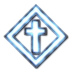 Obraz premium Christian Cross. Illuminated sign.