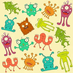 Wall murals Monsters Alien and monsters, seamless pattern background
