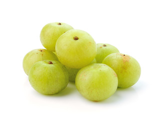 Indian gooseberries on white background