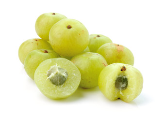 Indian gooseberries on white background
