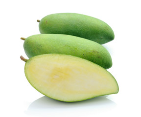 Green mango isolated on a white background