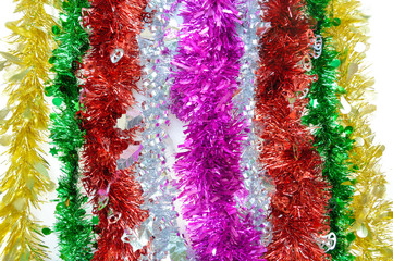 colorful tinsel for christmas and new year decoration