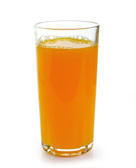 Full glass of orange juice isolated on white background