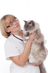 Veterinarian with cat