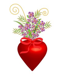 Heart of love for Valentine with flowers