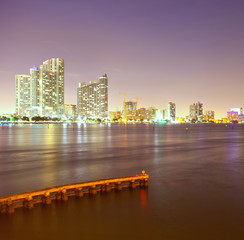 City of Miami Florida, night skyline.