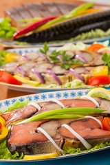 Seafood appetizer red fish