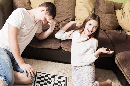 children with draughts at home