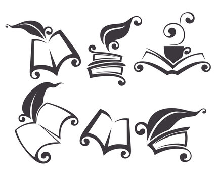 vector collection of old books, reading and history symbols