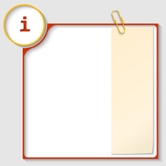 red frame for text with a info sign and notepaper