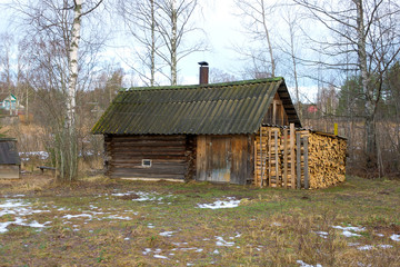 old Russian bath. horizontal photo.