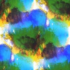 art blue, green, yellow hand paint background seamless watercolo