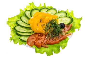 Tomato, cucumber and pepper
