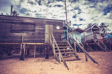 Fototapeta na wymiar Old weathered beach hut