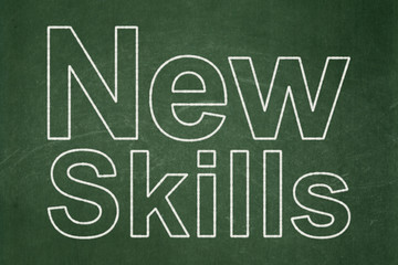 Education concept: New Skills on chalkboard background