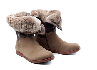 pair of boots with fur