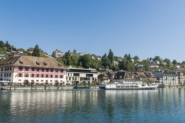 Fototapeta premium Schaffhausen, Altstadt, Riegelhaus, Munot, Rhein, Schweiz