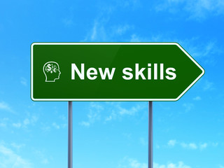 Education concept: New Skills and Head With Finance Symbol on