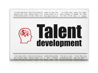 Education concept: newspaper with Talent Development and Head