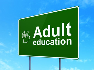 Education concept: Adult Education and Head With Finance Symbol