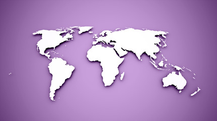 Fototapeta na wymiar World map on purple