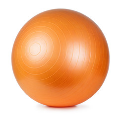 Orange fitness ball isolated on white background