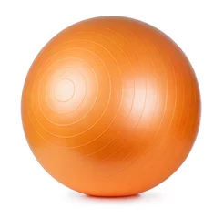 Crédence de cuisine en verre imprimé Sports de balle Ballon de fitness orange isolé sur fond blanc