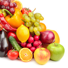 fruits and vegetables isolated on white background