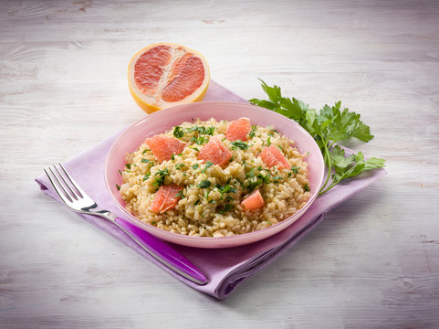 risotto with grapefruit and parsley