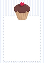 Invitation vector muffin card template on blue strips background