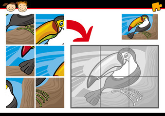cartoon toucan jigsaw puzzle game