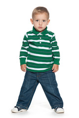 Fashion preschool boy on the white