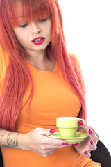 Young Woman Holding a Cup of Espresso Coffee
