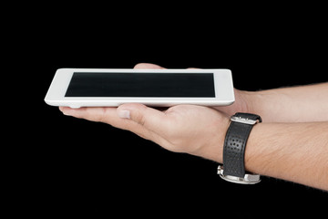 serving with digital tablet