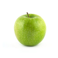 Ripe green apple isolated on white closeup