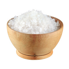 Sea Salt in a bowl on white background
