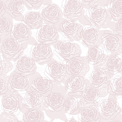 Romantic neutral seamless pattern with roses.
