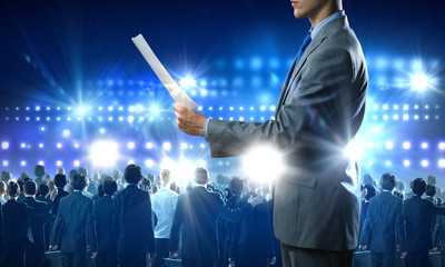 Business man on stage