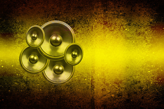 Grunge yellow audio speakers