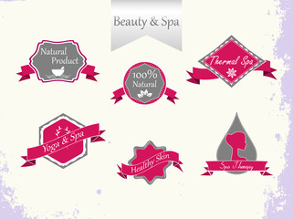 Set of cosmetics badges and labels