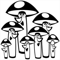 cute mushrooms isolated on white background