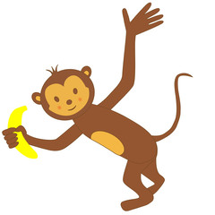 Fototapeta premium Cute monkey with banana